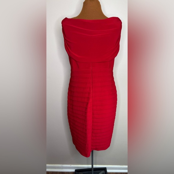 Scarlett Red Off-Shoulder Dress Horizontal Pleats Size 12 - Picture 5 of 11